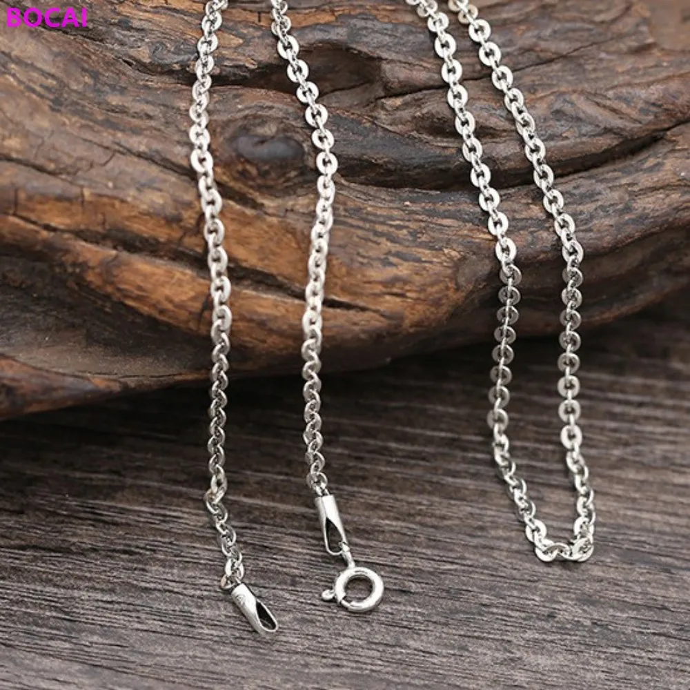 

BOCAI S925 Sterling Silver Necklace For Women 2.5m Thick Circle Chain Men And Women's Thai Silver Necklace Small Fresh Chain