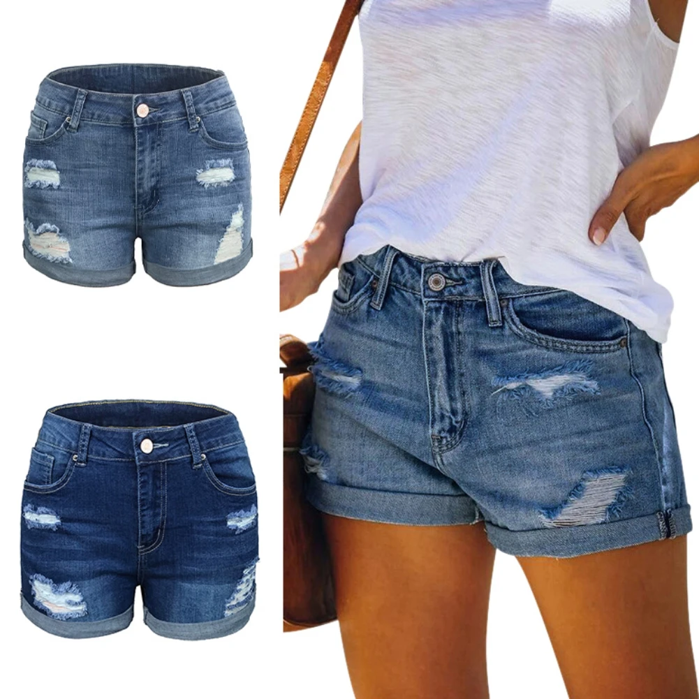 

Women Summer Denim Shorts Fashion Beach Bottom Comfortable Shorts High Waist Jeans Shorts
