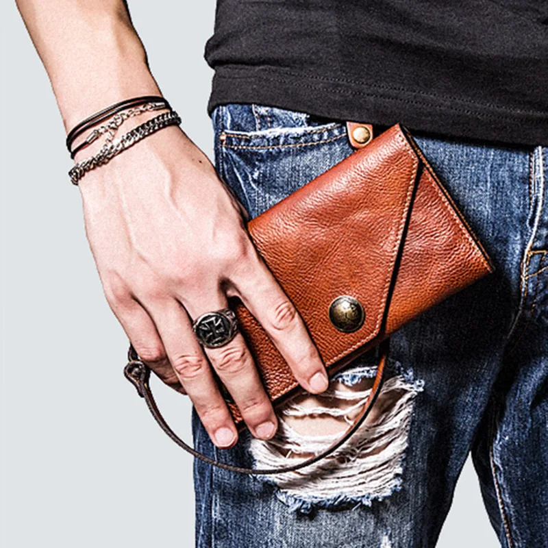 Retro multi-card wallets, men's long leather wallets, personality trendy men's card holders, handmade leather wallets