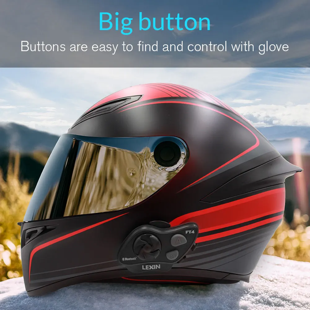 LEXIN FT4 Интерком Мотоциклетные Bluetooth-гарнитуры для шлема Мотоцикл с дизайном подсветки Усовершенствованное шумоподавление для 4-стороннего использования (art.: 3920cc992a369) - 3920cc992a369