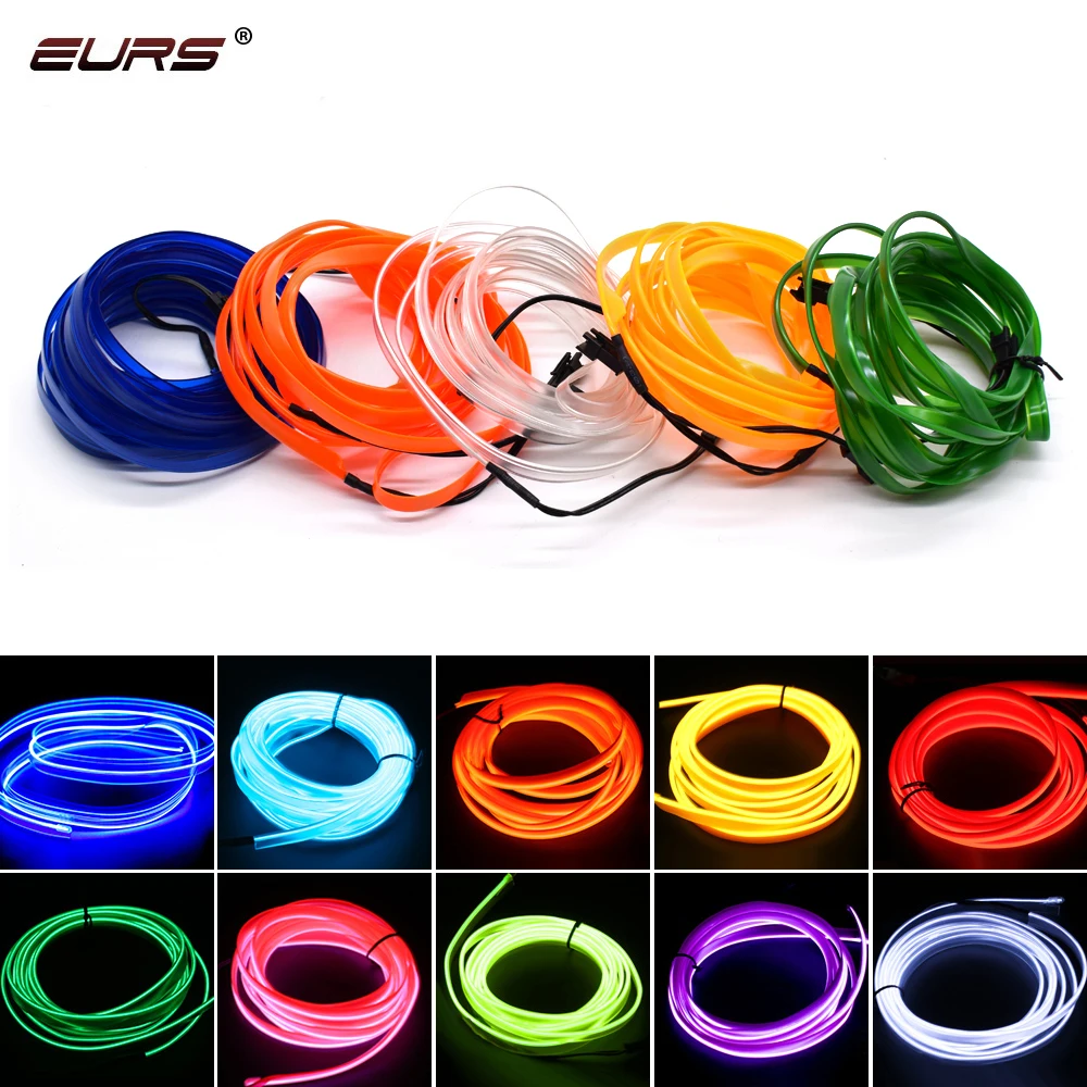 

1m/2m/3m/5m Car 12V LED Cold lights Flexible Neon EL Wire Auto Lamps on Car Cold Light Strips Line Interior Decoration Strip