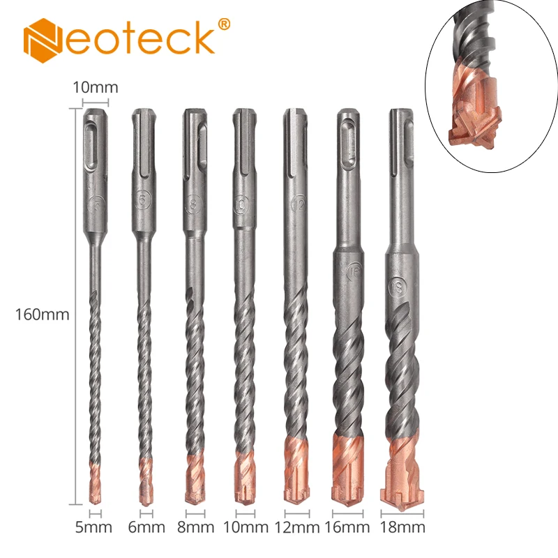 

Neoteck 7pcs drill bit 5-18mm set hammer drill bit set stone drill cross cutter concrete drill bit for Electric Drills Cutting