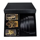 Мужской ремень DiBanGu, из натуральной кожи, с автоматической пряжкой, в подарочной коробке