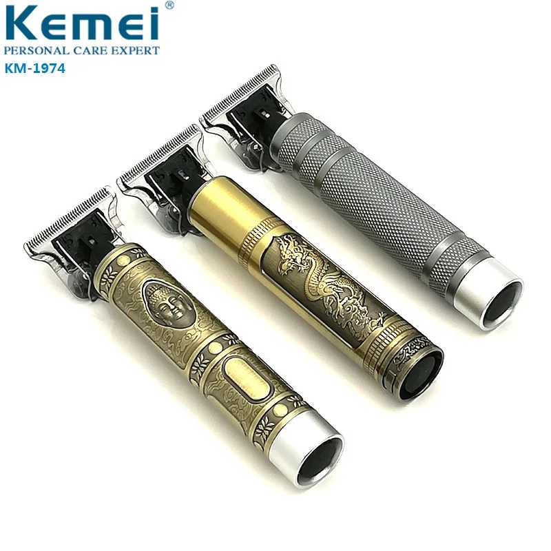 Kemei Balding Беспроводная Машинка для стрижки волос 0 мм мужской триммер резьбы лысый
