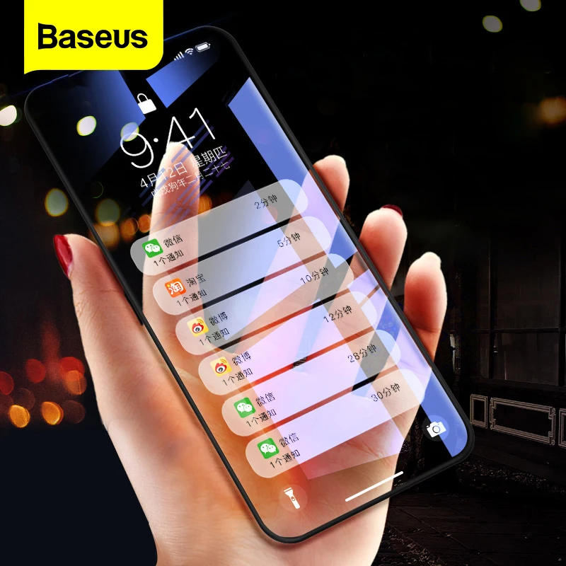 Защитное стекло Baseus закаленное 9H для iPhone X/6D|Защитные стёкла и плёнки телефонов| |