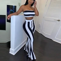 2022 women striped 2 piece set women outfits crop top pants two pieces sets summer clothes for female sexy suit women clothes