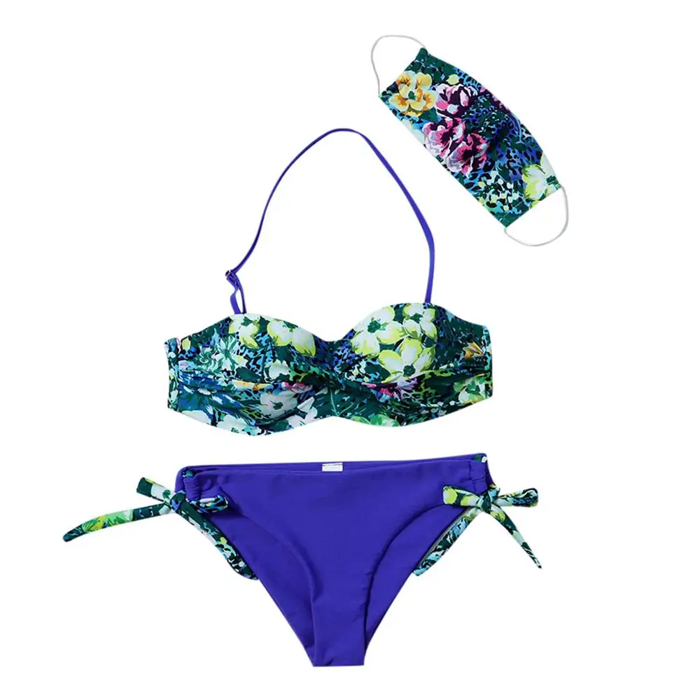 Новинка 3 шт. купальники женские Пуш-Ап маска с подкладкой Купальник трикини Топы