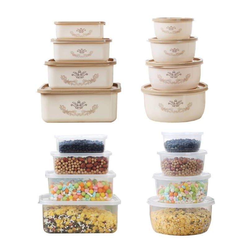 

4 Pcs Portable Fresh-Keeping Storage Box Plastic Bento Lunch Box Food Container