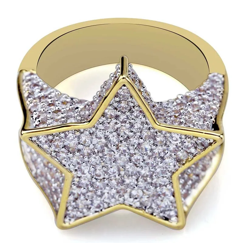 

Popular Five-Pointed Star Men's Ring Micro-Inlaid Zircon Hip-Hop Hipster Ring Jewelry