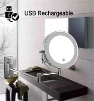 bathroom mirror folding extend arm usb rechargeable 2 sided touch led wall mounted vanity makeup mirror 3510x magnification