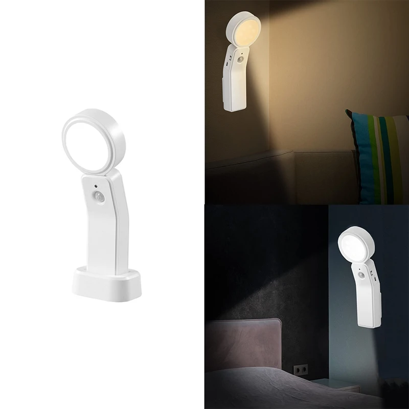

LED Night Light with Motion Sensor, USB Rechargeable Night Lamp, Cabinet Light with 3 Modes (6 LED)