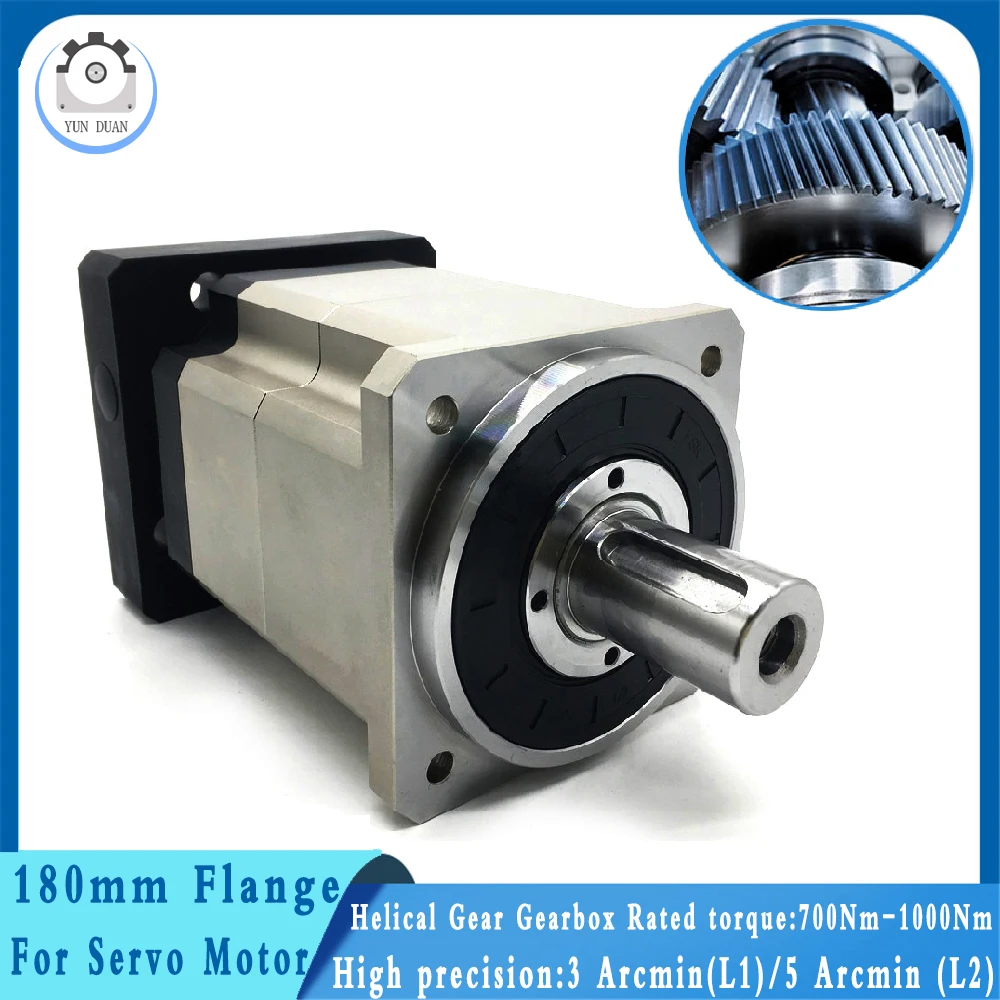 

Helical Planetary Gearbox Gear Ratio 3 5 10~100:1 3Arcmin Reducer 35mm Input for 180mm 4kw 4.5kw 5.5kw 7.5kw 10kw Servo Motor