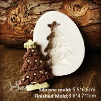 new arrival cute christmas tree shaped fondant sugar art tools diy cake decorating tools 3d silicone chocolate candle mold 9158