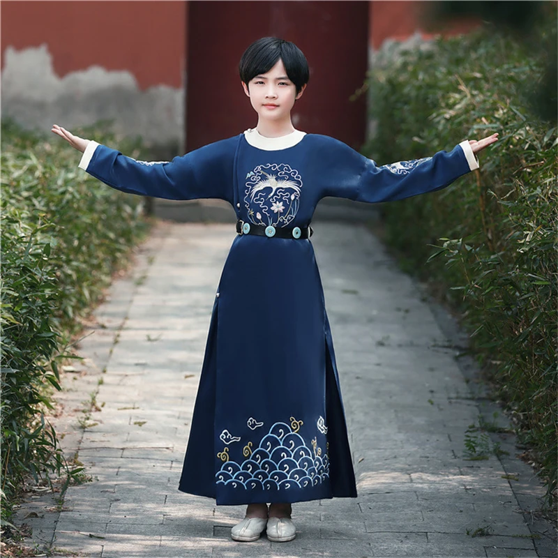 

2021 одежда в китайском стиле для мальчиков старинный костюм Классическая одежда Новинка Hanfu Детские старинные костюмы для мальчиков