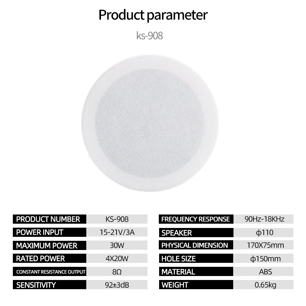 Потолочный Bluetooth-динамик 30 Вт Бескаркасный потолочный громкоговоритель