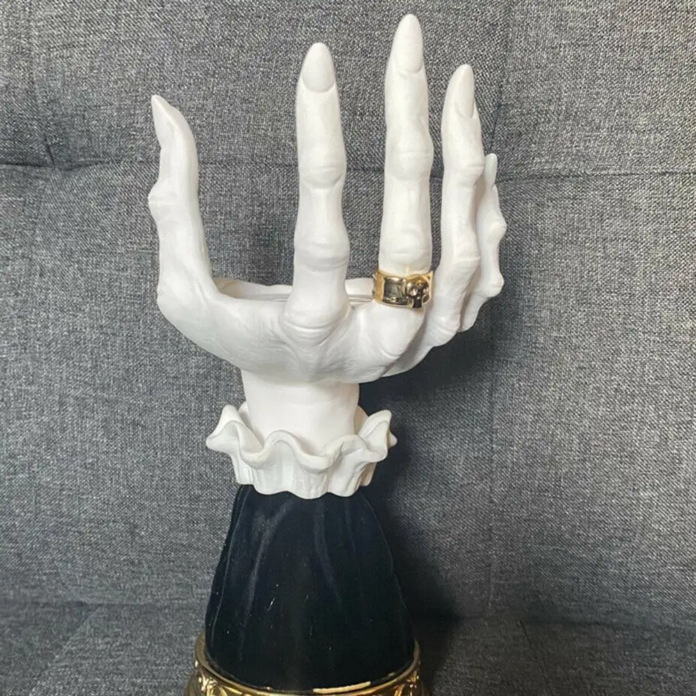 

White Useful Anti-deform Hand-shaped Halloween Candle Rack Eco-friendly Candle Holder Vivid for Daily Use