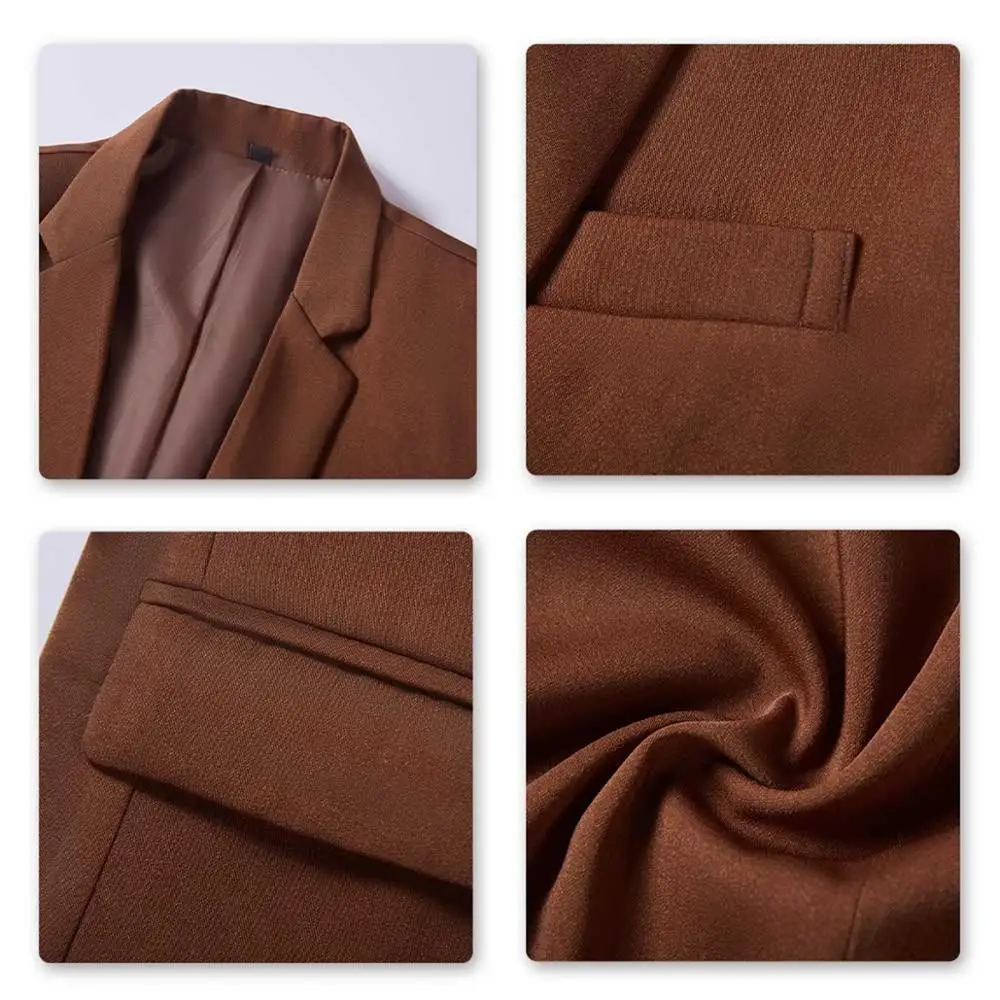 Мужской однотонный повседневный костюм из двух предметов (пиджак + брюки) для