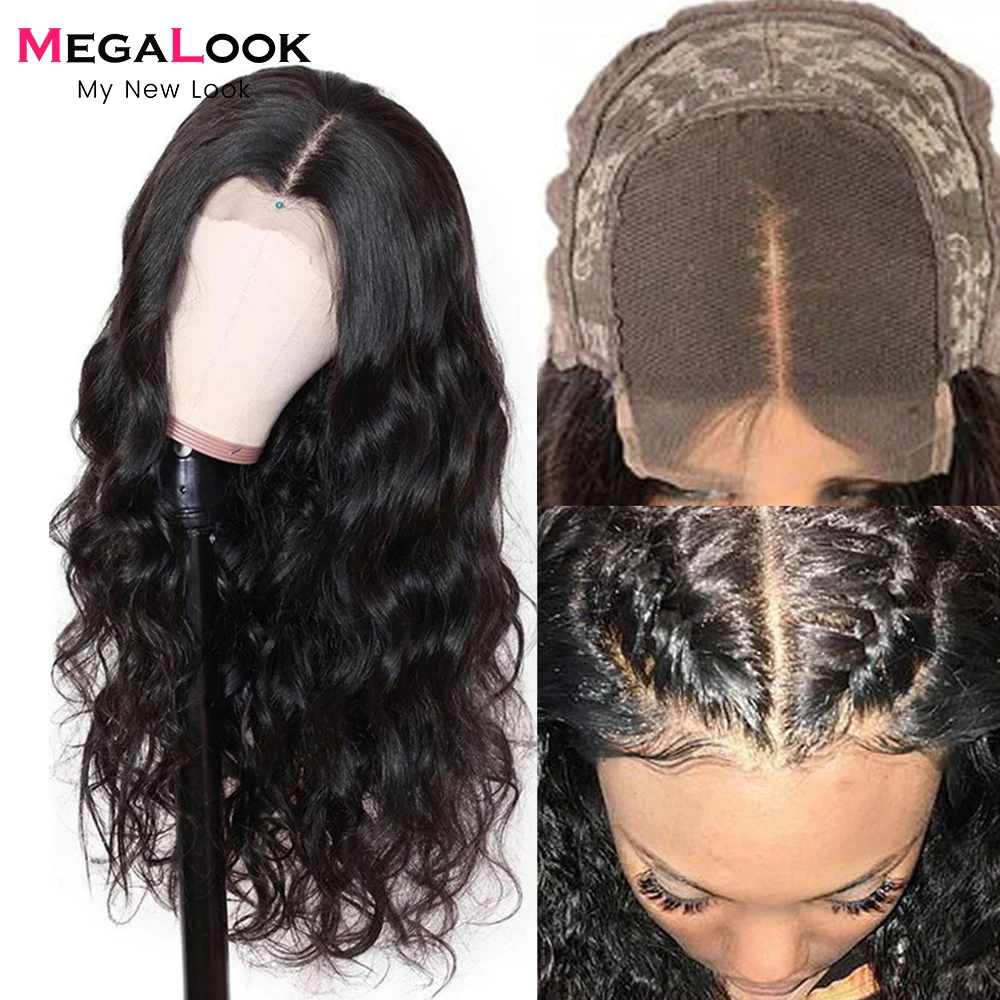 Парики на сетке Megalook Remy с застежкой 4x4 30 дюймов бразильские парики из