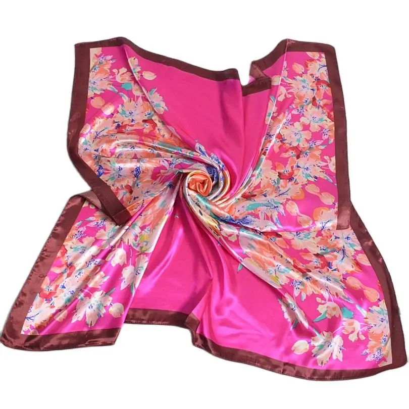 Женский шелковый шарф [BYISFA] атласный большой квадратный с принтом в европейском