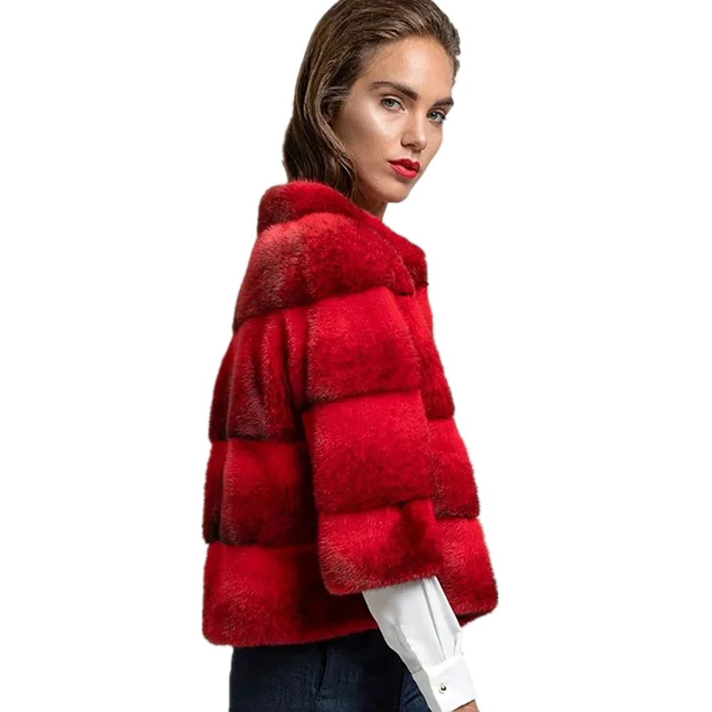 TOPFUR Winter Basic Jacket Women Plus Size Real Mink Fur Coat Genuine Leather Jacket Short Women Real Fur Coat Spring Collection