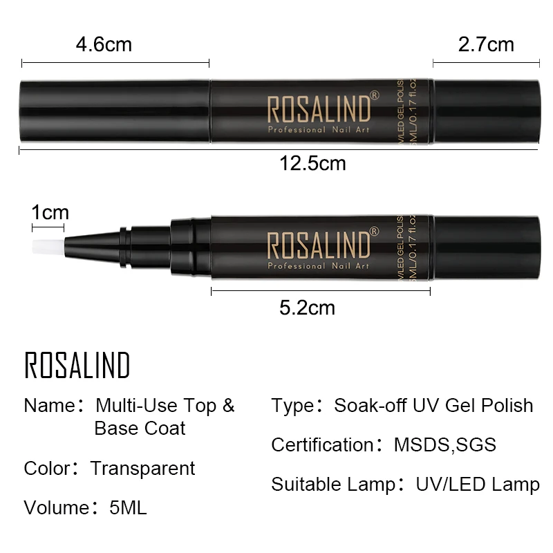

ROSALIND 5ML Gel Nail Polish Pen Hybrid Varnish Semi Permanent For Manicure Base Top Art Derco Resin UV Gel Pens Fast Shipping