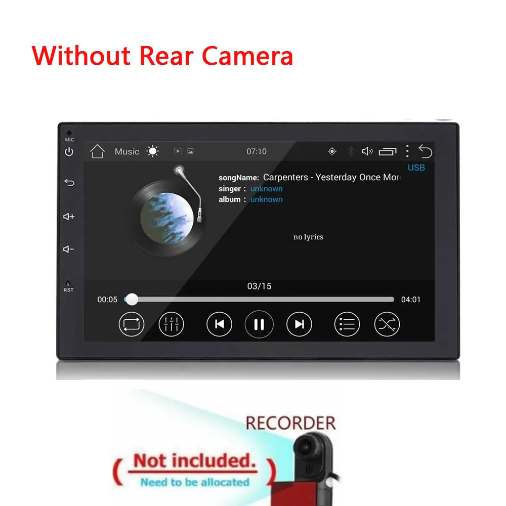 with recorder Android 8,1 автомобильный Радио Стерео gps навигация Bluetooth wifi Универсальный " 2din мультимедийный плеер DVR рекордер - Цвет: with recorder