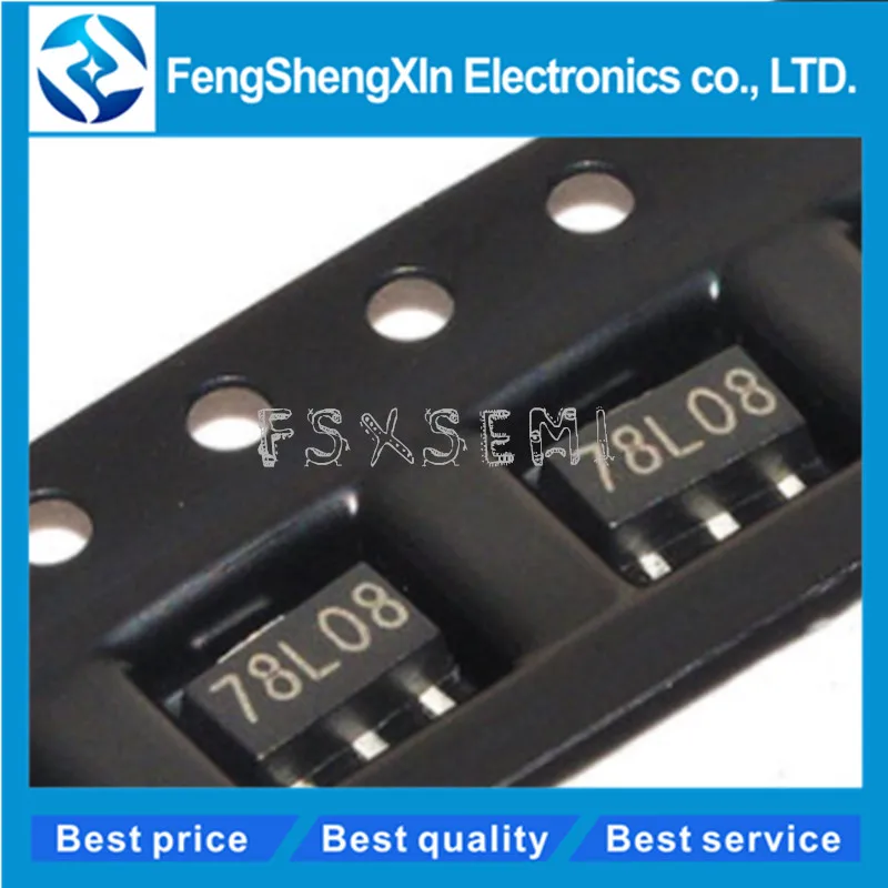 

100pcs/lot New 78L08 SOT89 7808 8V Voltage regulator triode