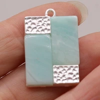fine natural stone pendants rectangle silver turquoises amazonite charms for jewelry making diy necklace earring gifts