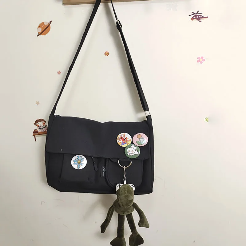 

Waterproof Canvas Messenger Bag Women Large Capacity Crossbody Bags Outdoor School Student Book Computer Laptop Shoulder Bag