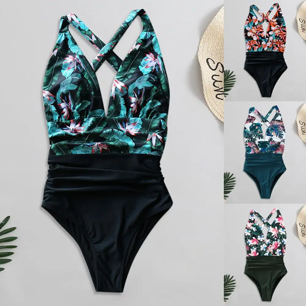2020 сексуальные цельные купальники боди женские плечевые Цветочные Купальники