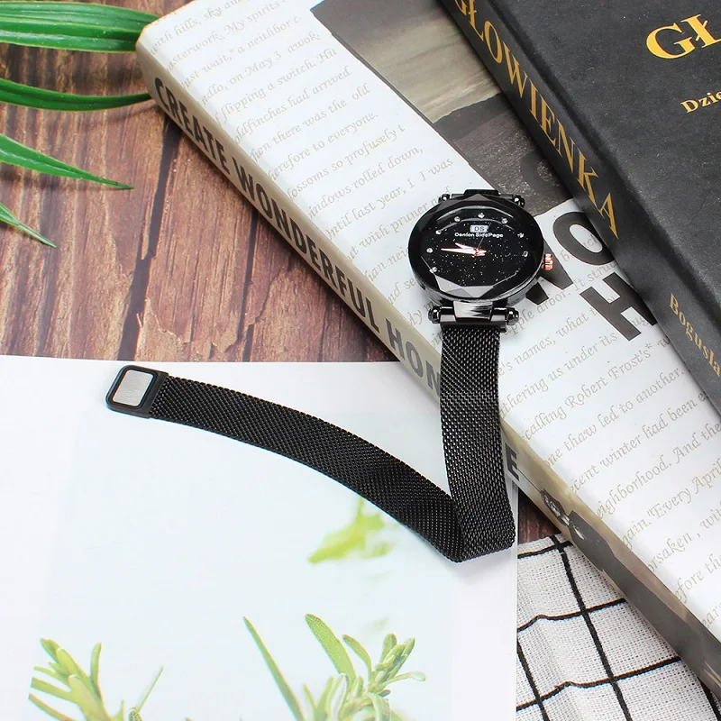 Часы женские кварцевые с магнитным сетчатым браслетом люксовые наручные со