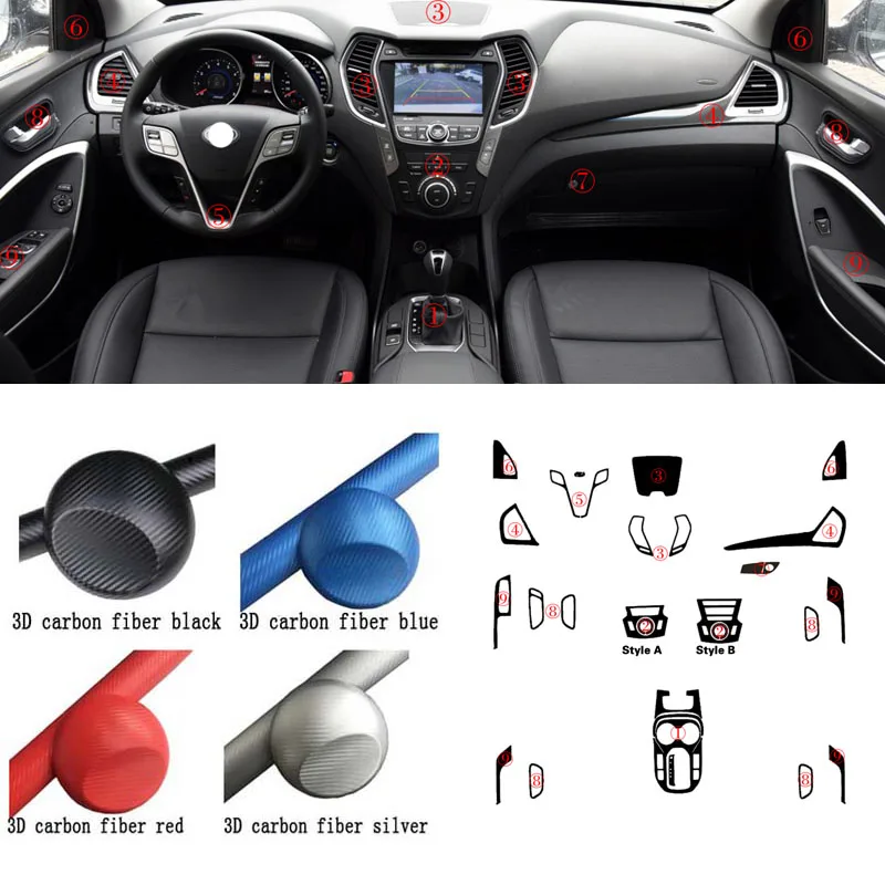 Стайлинг автомобиля интерьер центральная консоль изменение цвета углеродное