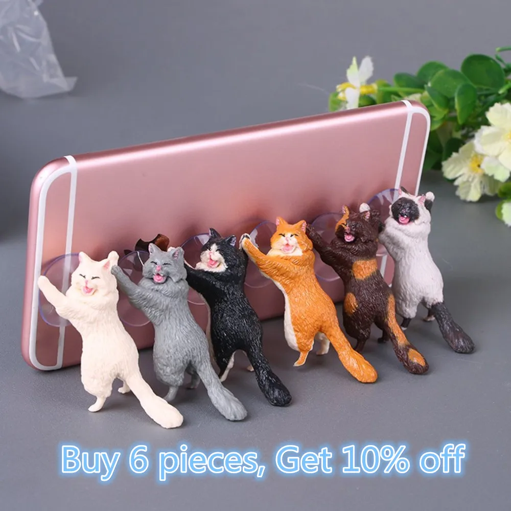 

Phone Holder Cute Cat Support Resin Mobile Phone Holder Stand Sucker Tablets Desk Sucker Design high quality Smartphone Holder