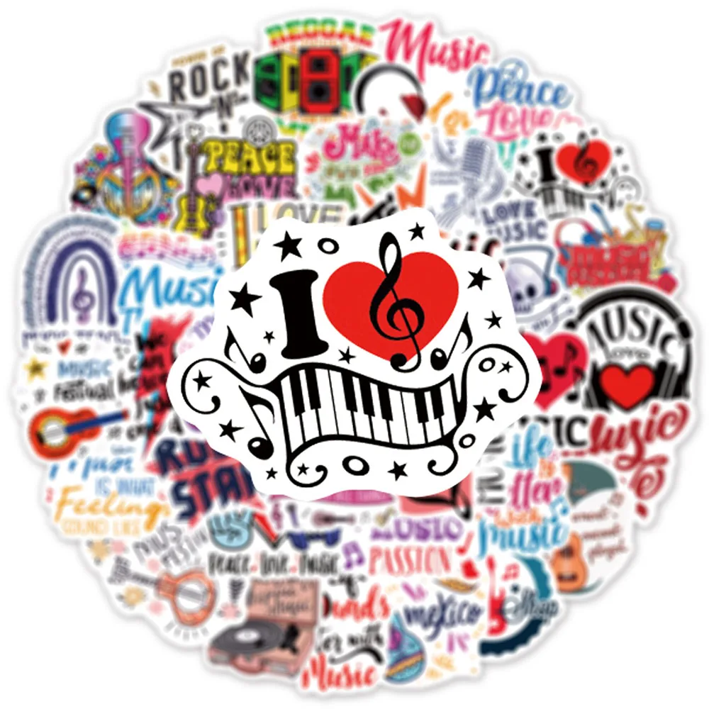 103050pcs music text graffiti stickers for guitar laptop scrapbooking fridge cartoon waterproof stickers decal kids toy gift free global shipping
