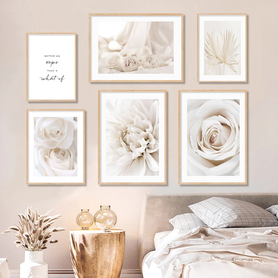 

Modern Beige Flower Scandinavian Style Wall Art Canvas Painting Posters And Prints Nordic Pictures For Living Bedroom Decoration