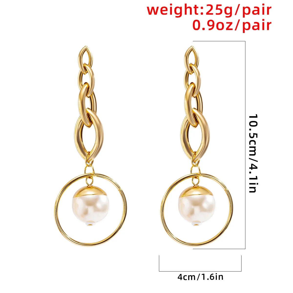 

2021 new bohemian long imitation pearl big round earrings chain earrings women's gold pendant earrings jewelry gifts wholesale