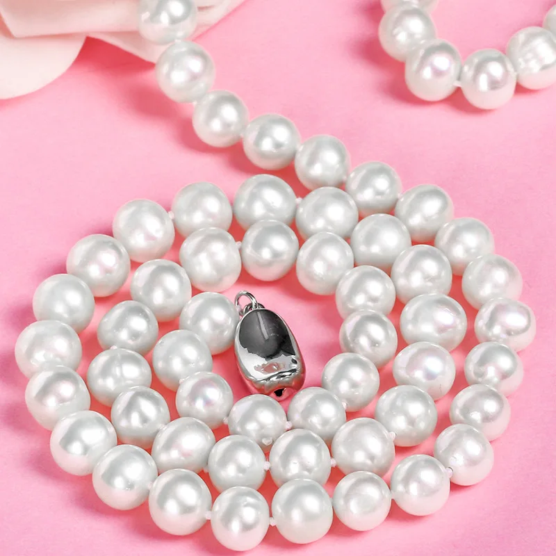 Ожерелье из натурального пресноводного жемчуга 9-10 мм