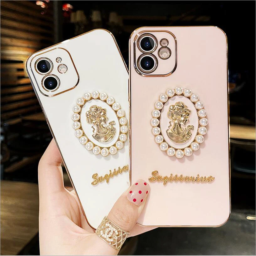 

Жемчужный чехол для телефона девушки для iPhone 12 Pro Max mini 11 XR X XS 7 8 6 6S Plus SE 2020 гальванический мягкий чехол