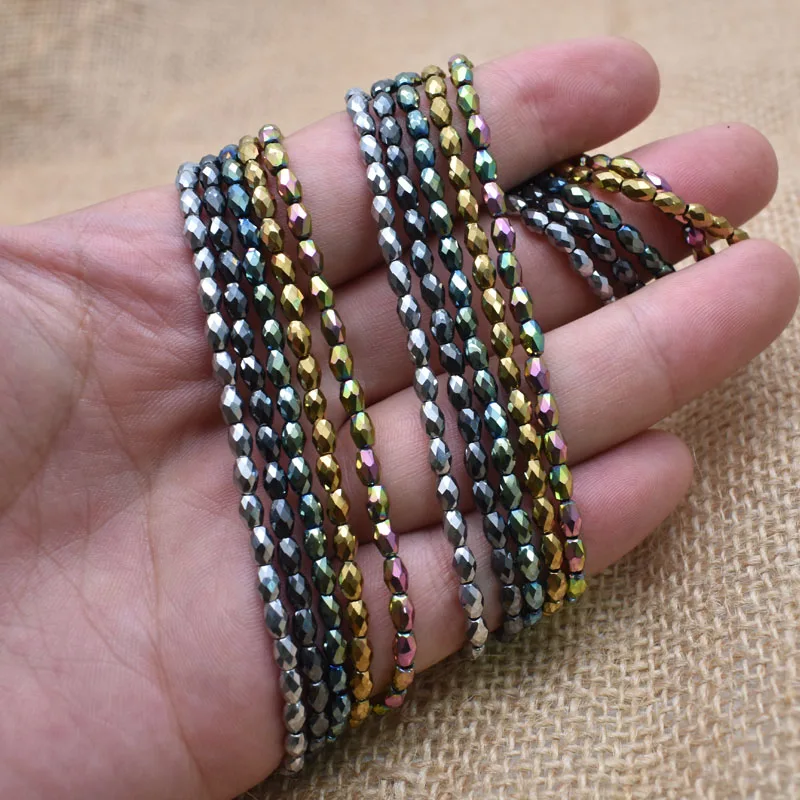 Бусины из натурального камня граненые круглые гематитовые бусины 15 дюймов 3*5 мм с