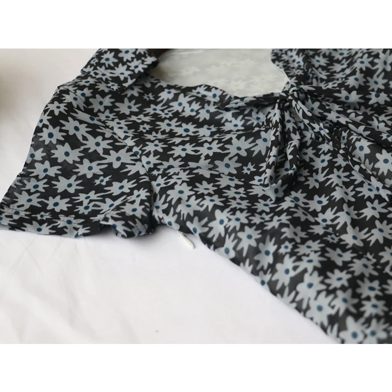 

Floral Bodycon Dress Lace-Up Front Short Sleeve Turn-down Collar Sexy Mini Dress Harajuku Aesthetic E-Girls Dresses Corin Dress