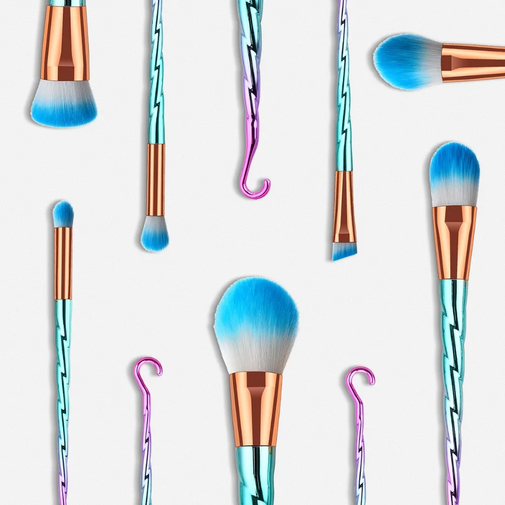 GUJHUI 7 шт набор кистей для косметики Розовый Зеленый нос тональный порошок тени