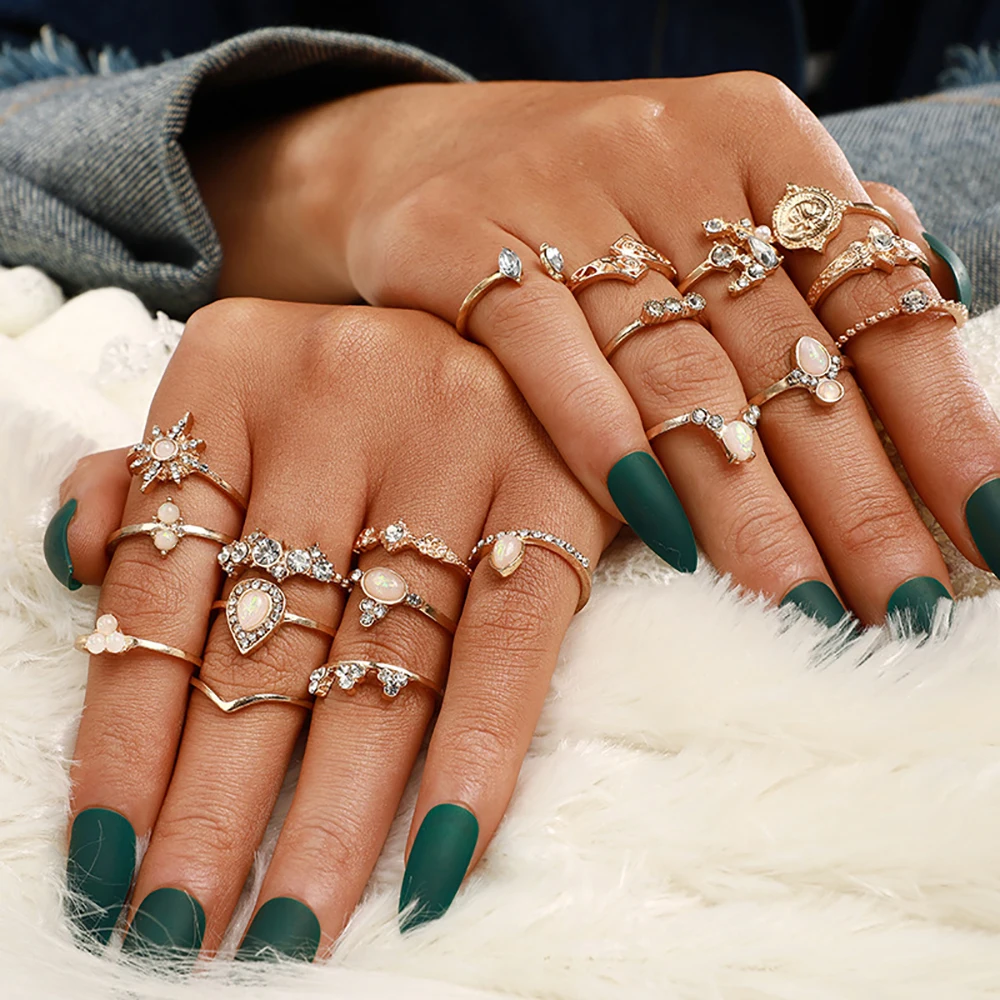 Богемный регулируемый модный Кристалл Солнце Опал Капля воды Корона Крест