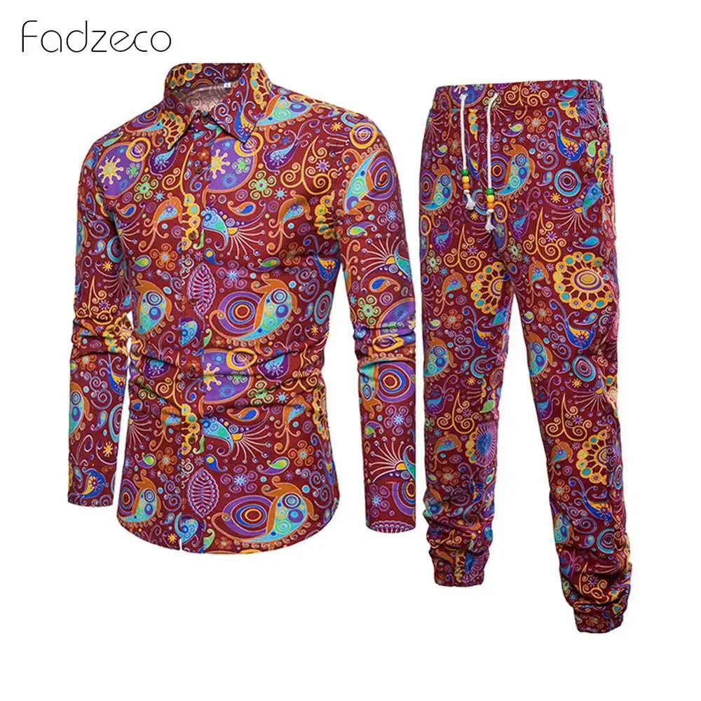 Fadzeco африканская мужская одежда Дашики мужские s топ брюки комплект из 2 предметов