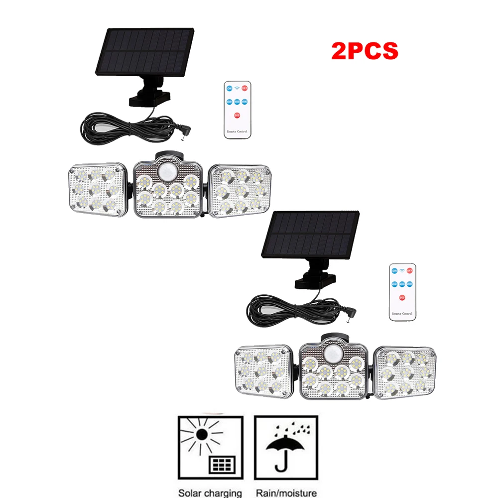 

Уличный светильник на солнечной батарее с дистанционным управлением, 2 шт., 138 светодиодов