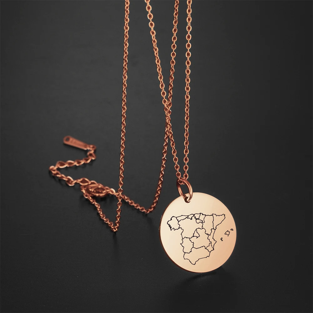 Fishhook Испания карта ожерелье розовое золото цвет нержавеющая сталь для испанских