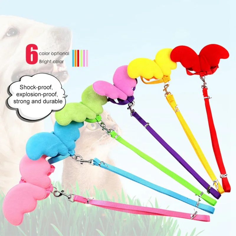 Ошейник для собак ремень с крыльями ангела регулируемый свинцовый поводок