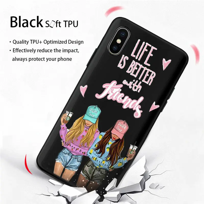 Лучший женский чехол для телефона iPhone X XR XS Max 8 7 6 6S Plus 5 Блестящий Матовый с принтом