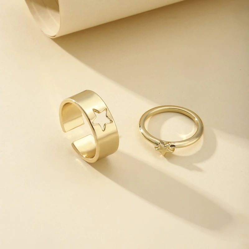 

Punk Fashion Silver Color Star Moon Butterfly Opening Ring For Lovers Couples Women Hollow Animal Rings Anniversary Gift Jewelry