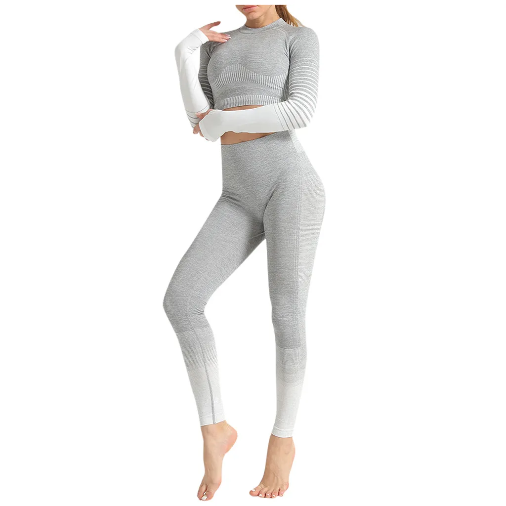 Комплект леггинсов бесшовный Набор для йоги с длинным рукавом женская