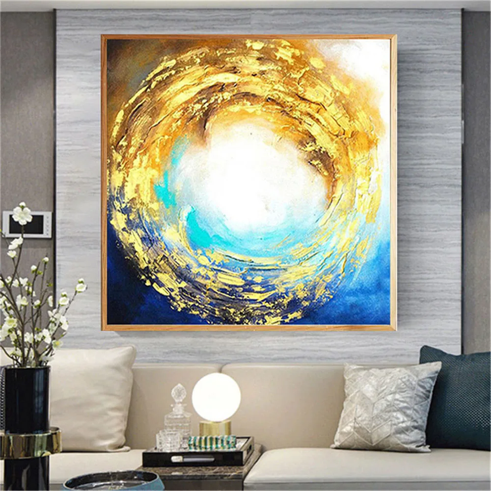 

Hand-painted modern oil painting North American mysterious storm gold leaf art canvas painting wealth bar coffee house wall art